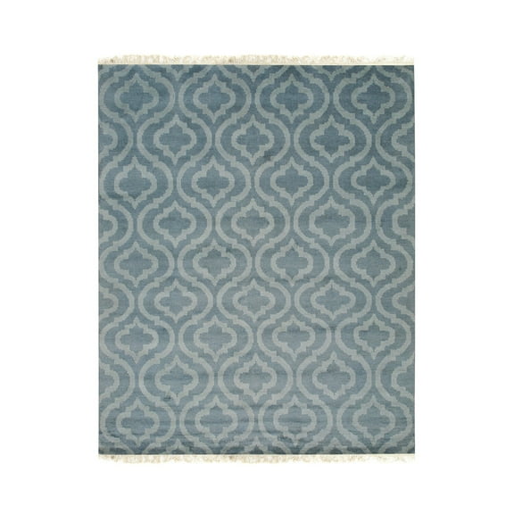 EORC Aqua Hand Knotted Wool Contemporary Moroccan Rug, 8' x 10'