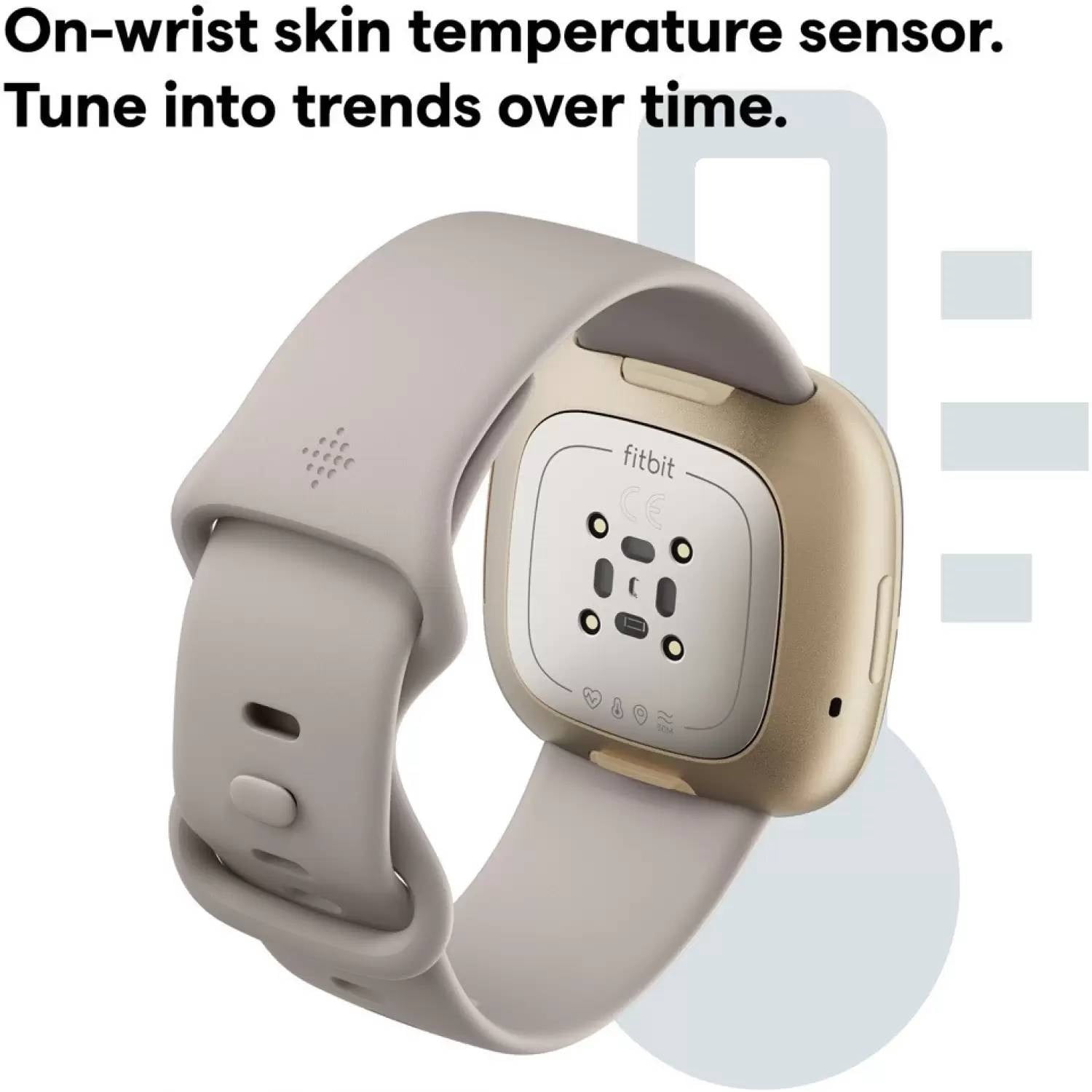 Open Box Fitbit - Sense Advanced Health Smartwatch - Soft Gold / Lunar White