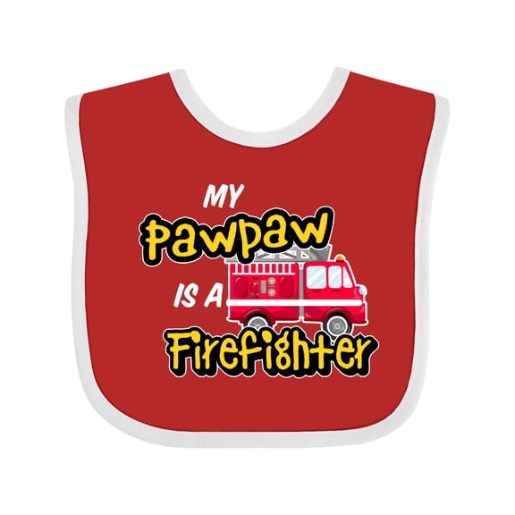 Inktastic My Pawpaw is a Firefighter with Fire Truck Boys or Girls Baby Bib