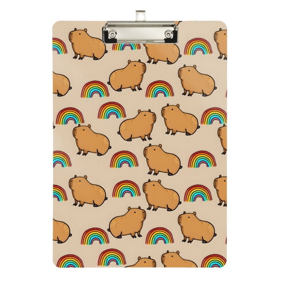 ALAZA Plastic Clipboard A4 Letter Size Decorative Clipboards for Students Women Men 9" x 12.5" Capybara Rainbows