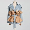 thumbnail image 2 of Colorblock Long Sleeve Ruffles Denim Jacket (S, Blue), 2 of 10