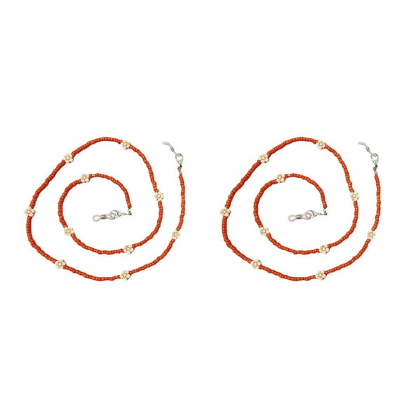 2 Count Luck Heart Necklace Rice Bead Flower Mask Glasses Retainer Chain Child