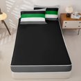 thumbnail image 4 of Erosebridal Minimalist Geometric Stripes Zipper Queen Comforter Set with Fitted Sheet and 2 Pillowcases,Green Stripe Pattern Zipper Bedding Set For Girls,Black Reversible,4pcs, 4 of 7
