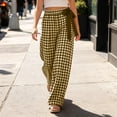 thumbnail image 5 of Women's High Waisted Plaid Wide Leg Pants Casual Elastic Waist Trousers With Pockets, 5 of 6