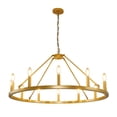 thumbnail image 7 of bokifol 12-Light Gold Wagon Wheel Chandelier,37.4"Round Chandelier,Dining Room Light Fixture,Industrial Foyer Lighting Fixtures,for Living Room,Bedroom,Kitchen Island,Entryway,E12 Base, 7 of 7