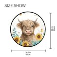 thumbnail image 5 of 36.2 Inch Round Floor Mat Sunflowers and Highland Cow Carpet Decor Rug for Living Room Bedroom, 5 of 6