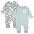 thumbnail image 1 of Gerber Mameluco Para Bebé Pack 2 Algodón Con Pies Gris Azul Talla 0 a 9M, 1 of 4