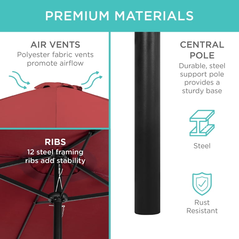 best choice products rectangular twin market patio umbrella Best Choice Products 15x9ft Large Double-Sided Rectangular Outdoor Aluminum  Twin Patio Market Umbrella w/ Crank
