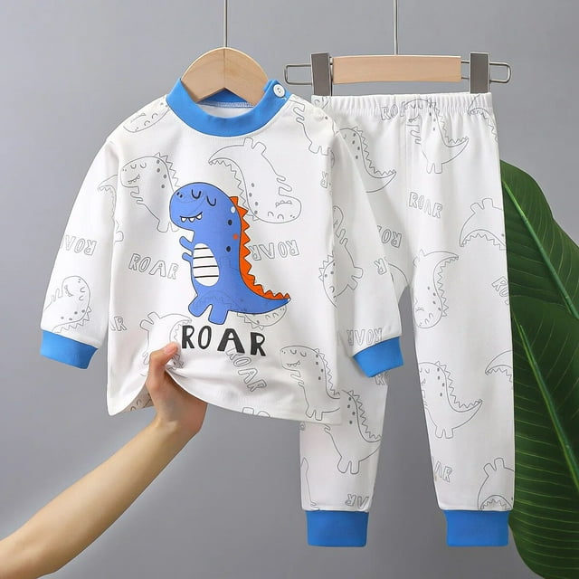 Conjunto de pijama para niños y niñas, camiseta de manga larga con estampado de dibujos animados, Tops con pantalones, ropa de dormir para otoño, novedad de 2023