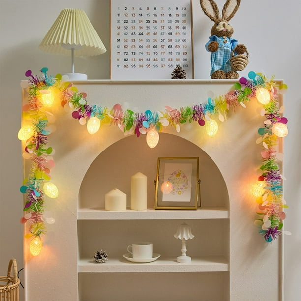 Guirnalda de luces de plástico para decoración navideña, 2 metros, USB, con forma de huevo de Pascua, para decoración de chimeneas interiores e iluminación ambiental, decoración de Halloween, decoraci
