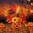thumbnail image 6 of Halloween Fall Pumpkin Flowers Centerpieces for Tables, Decorative Pumpkins with Sunflowers and Maple Leaves, Fall Harvest Decor Halloween Thanksgiving Table Centerpieces 10 Inch, 6 of 6