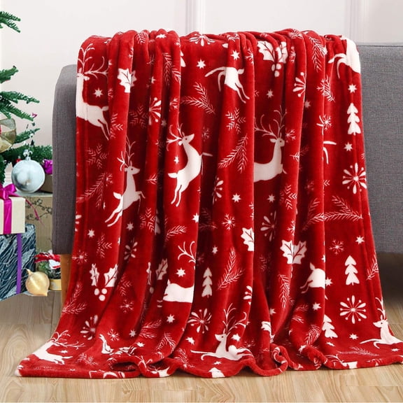 Christmas Plush Throw Blanket Home Decorations, Exquisite Christmas Blankets Holiday Printed Throw Blankets, Soft Elegant Christmas Fleece Blanket, 40*52 inch