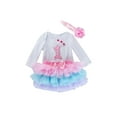 thumbnail image 2 of Qiylii Toddler Girl Outfit, 3D Number/Heart Romper+Colorful Tutu Skirt+Headband, 2 of 9