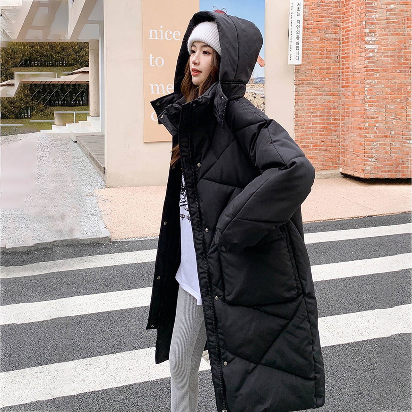 Aboser Womens Hooded Quilted Coats Winter Long Sleeve Puffer