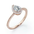 thumbnail image 4 of JeenMata Halo 1 Carat Pear Shaped Moissanite Milgrain Edge Engagement Ring In 18K Rose Gold Plating Over Silver, 4 of 7