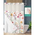 thumbnail image 2 of No Hook Shower Curtain with Snap in Liner, Spring Watercolor Sunflowers Poppies Floral Eucalyptus Leaves Shower Curtains for Bathroom, Washable Shower Curtain Liner Set with Mesh Top Window, 72"x84", 2 of 6