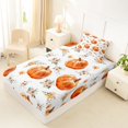 thumbnail image 4 of Feelyou Boho Pumpkin Twin Sheets, Hippie Autumn Floral Bedding, White, 3 Pieces, 1 Flat Sheet, 1 Fitted Sheet and 1 Pillowcase, 4 of 5