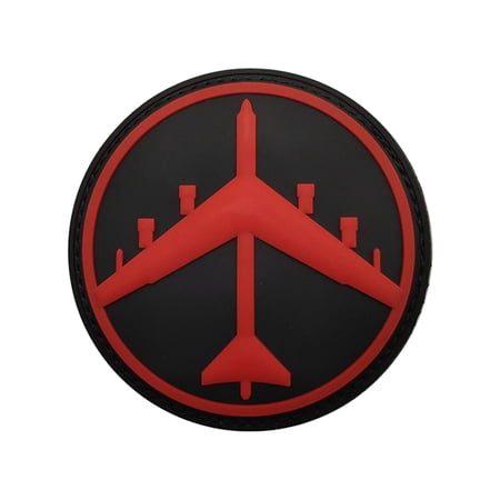 Uijokdef 1 PCS B-52 Bomber Aircraft PVC Morale Patch, Black and Gray, Military Style, Hook Fastener, 3.74 x 3.74 Inch, Round Tactical Patch