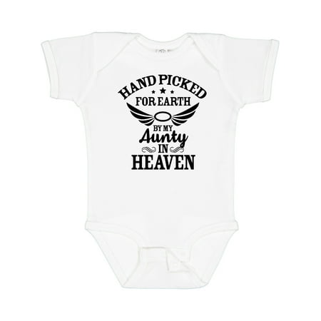 

Inktastic Handpicked for Earth by My Aunty in Heaven with Angel Wings Gift Baby Boy or Baby Girl Bodysuit