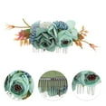 thumbnail image 3 of Unique Bargains 1 Pc Women's Portable Simulated Flowers Side Comb for Parties Blue Polyester Fabric Iron, 3 of 4