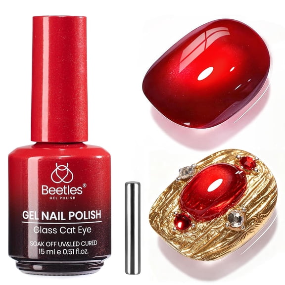Beetles Red Cat Eye Gel Polish, 15ml, Magnetic Shimmer UV LED Formula