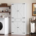 thumbnail image 6 of FANRAL 70” Tall Pantry Organizers and Storage Cabinet with Barn Doors & Drawers,Adjustable Shelf,Tall Pantry for Kitchen Dining Room Living Room Bedroom,White Pantry Cabinet, 6 of 8