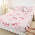 thumbnail image 3 of Feelyou Princess Pink Bow Full Size Sheets for Kid, Cartoon Bowknot Bed Sheets, Fairy Tale Style Sheet Sets, Super Cozy Room Decor, 4-Piece, 3 of 7