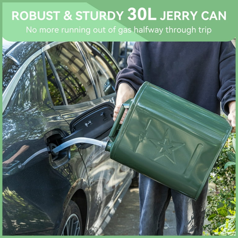 Deli Jerry Fuel Can, 8 Gallon Gas Container, Green, Rustproof