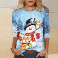 thumbnail image 1 of Pntutb - Camiseta holgada con estampado de moda para mujer, blusa de manga 3/4 de longitud media, cuello redondo, tops casuales Pntutb Pntutb-2929, 1 of 4