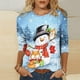 thumbnail image 1 of Pntutb - Camiseta holgada con estampado de moda para mujer, blusa de manga 3/4 de longitud media, cuello redondo, tops casuales Pntutb Pntutb-5955, 1 of 4