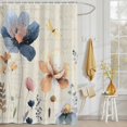 thumbnail image 3 of Shower Curtain Watercolor Flowers Leaf Shower Curtains for Bathroom Decor, Waterproof Polyester Shower Curtain Set with Hooks, Small Stall Size 36" x 72" Blue Pink Floral Beige, 3 of 9