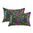 thumbnail image 2 of Satin Pillow Case Standard Silk Pillow Cover for Hair and Skin Envelope Closure Neon Leaf 20"x26", 2 of 9