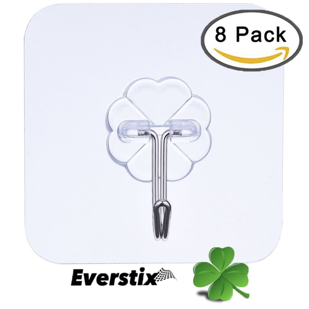 Adhesive hooks, 8 pack wall hooks, Reusable Hook, Super Heavy Duty No Scratch, Nail Free, Waterproof, Oil Proof, for home kitchen and bathroom
