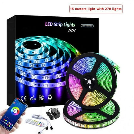 

65.6FT LED Strip Light 20M Smart RGB 5050 SMD 360LEDs Sync Music Light 16 Million Colors Changing Bluetooth APP Control Tape Rope Light W/ 24-Key Remote for Home Bedroom TV Car Xmas Decor