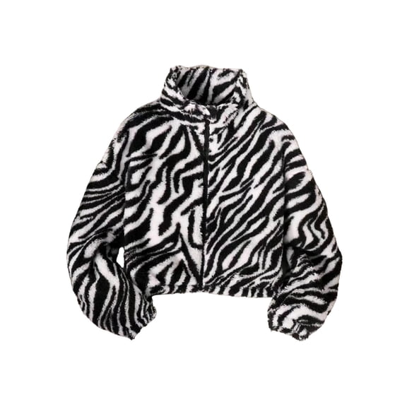 Mnyotv Girls Plush Jackets Zebra Printed Long Sleeve Warm Cardigan Coats Little Girls Puff Jacket Size 8-9 Years