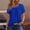 Blue, variant on YHAJDS Women's Summer Tops Short Sleeve Button Down Solid Color Casual Blouse