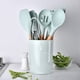 thumbnail image 2 of Kit de utensilios de cocina, 12 piezas Juegos de utensilios de cocina de silicona Incluye soporte para utensilios - Herramienta de cocina antiadherente para cocinar con mango de madera (color verde) JFHHH pequeña, 2 of 5