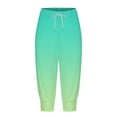 thumbnail image 4 of HBFAGFB Capris for Women Casual Gradient Print Drawstring Joggers with Pockets Daily Wear Light Green Size M, 4 of 5