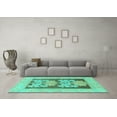 thumbnail image 3 of Ahgly Company Indoor Square Abstract Turquoise Blue Modern Area Rugs, 5' Square, 3 of 4