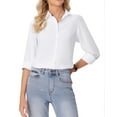 thumbnail image 2 of Siliteelon White Button Down Shirts for Women Long Sleeve Shirts Wrinkle Free Formal Work Office Blouses Tops Dress Shirts Regular Fit, 2 of 7