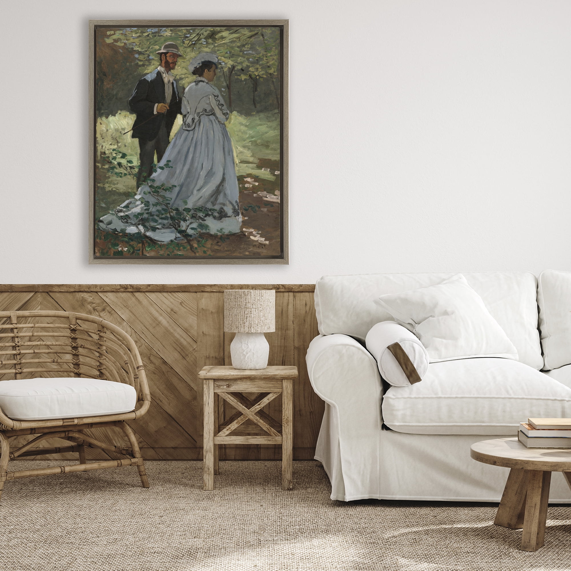 Stupell Industries Bazille & Camille in Nature Brown Framed Floater Canvas Wall Art, design by Tina LeCour
