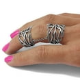 thumbnail image 2 of White Sterling Silver Ring Band Adjustable Antiqued Polished Textured Full Finger, Size 9, 2 of 3