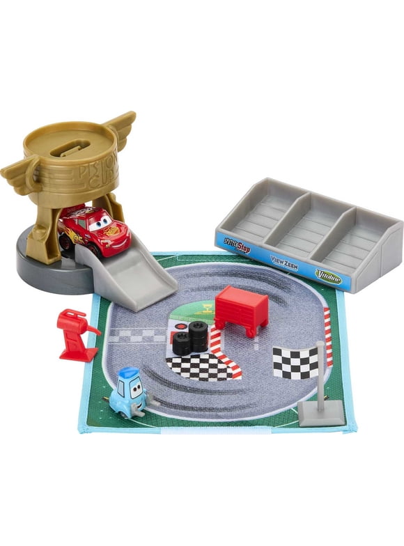 Disney and Pixar Cars Mini Racers Piston Cup Playset with 1 Mini Toy Car, Accessories & Case