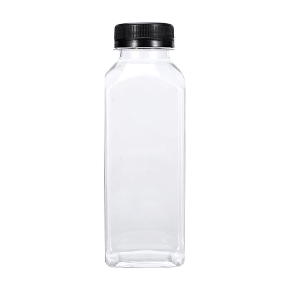 Clear Storage Containers with Lids, 12Oz Volume, 1.5 in Opening, Rectangular Base, Plastic Bottles with Lids, Takeaway Beverage, Weekend Trips, Clear Surface, 1 Pc