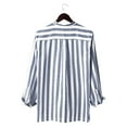 thumbnail image 3 of Mens Fashion Casual Striped Linen Buckle Collar Pocket Long Sleeve Shirt Top, 3 of 4