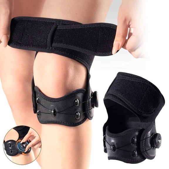 Adjustable Knob Knee Brace for Women & Men, Knee Support Strap with Patella Stabilizer for Pain Relief, Running, Hiking, Soccer & Sports Training