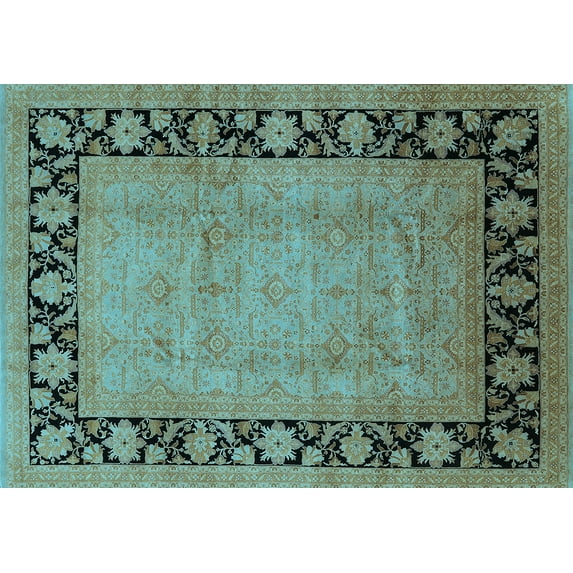 Ahgly Company Indoor Rectangle Oriental Light Blue Industrial Area Rugs, 3' x 5'