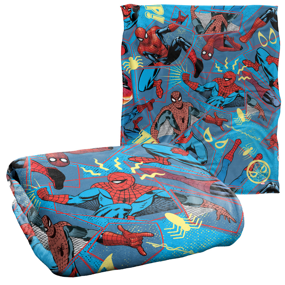 Marvel Blanket, 50"x60" SpiderMan Collage Pattern Silky Touch Super