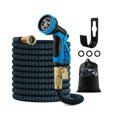 thumbnail image 1 of US-Standard Expandable Garden Hose with Nozzle Connector - Blue Polyester-Latex-Metal Magic Hose, 15m Length After Water Injection for Watering & Car Washing, 1 of 5