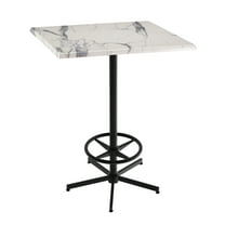 Indoor/Outdoor 42" Tall OD216 Black Table Base with 30" x 30" Square Indoor/Outdoor White Marble Top by the Holland Bar Stool Co.